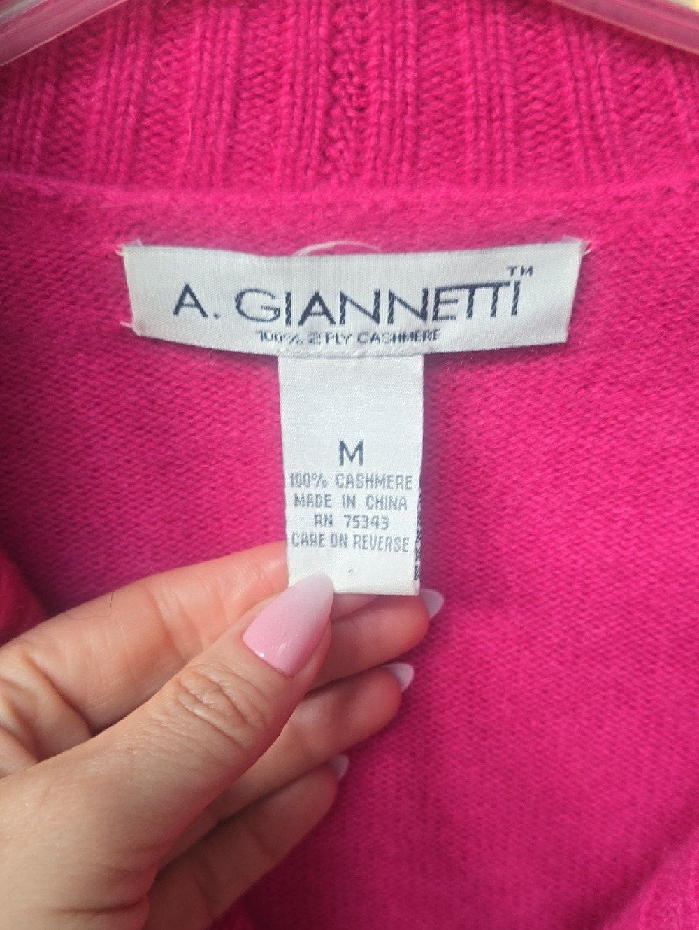 A. Giannetti hot pink two ply cashmare cardigan M - Picture 4 of 5